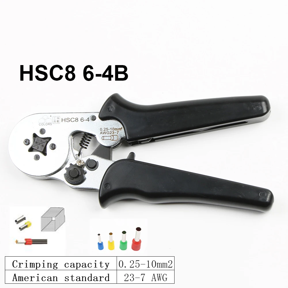 HSC8 10S 0 25-10 мм2 23-7AWG обжимные плоскогубцы 6-4A 6-6 мини с круглым носом трубкой