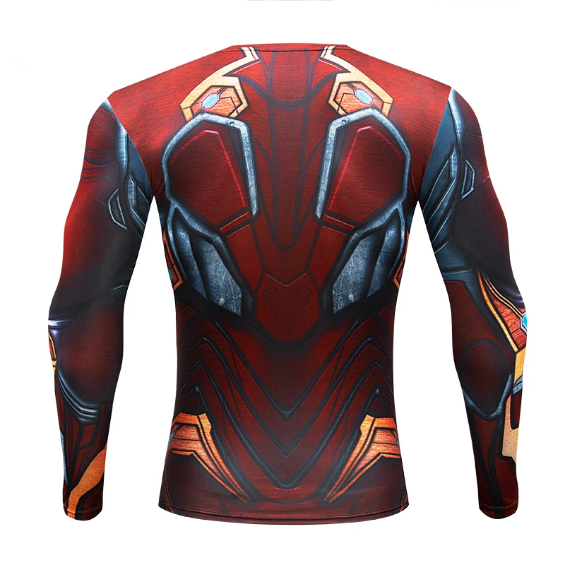 Мужская футболка 2018 Новинка Железный человек Фитнес одежда компрессионная