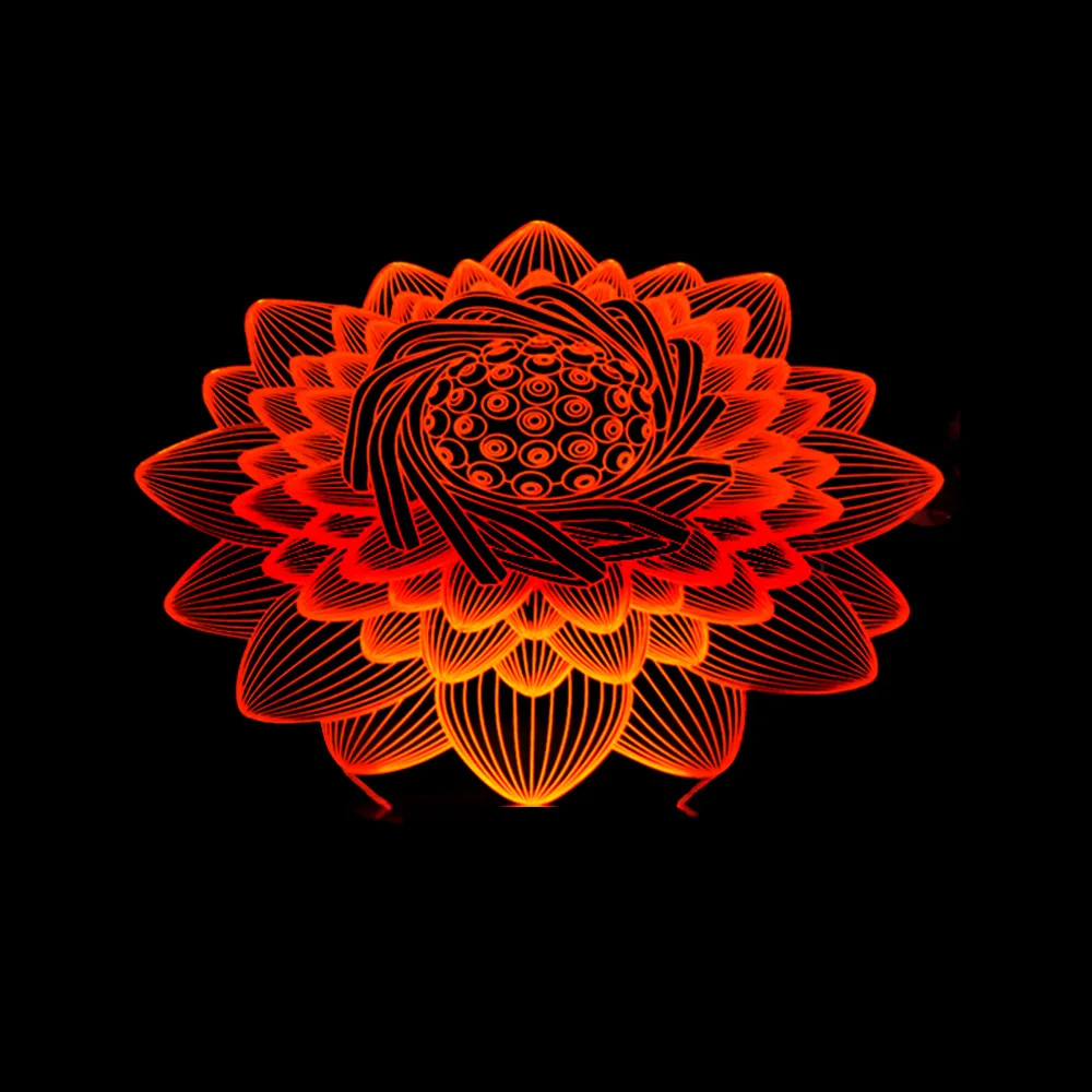Новая 3d лампа Lotus креативная иллюзия цветной светодиодный ночник светильник для