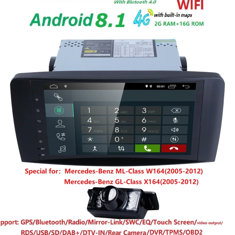 9 &quot2 din autoRadio GPS Android 8.1 Car Multimedia Head unit for Mercedes Benz ML W164 ML350 GL X164 dinli 450 2005 -2012 WIFI 4G |