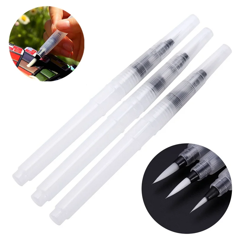 

3pcs Set 120mm Soft Hair Absorb Water Writing Brush Reusable Calligraphy Painting Pen Solid Powdered Pigment Artist Watercolor