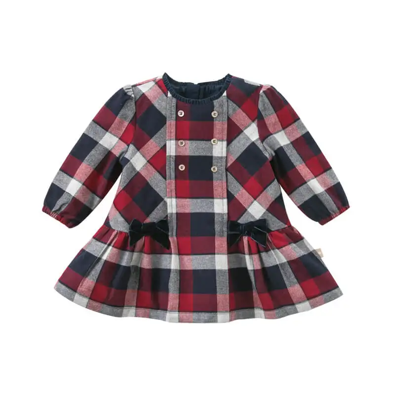 plaid DBA7953 dave bella/осеннее модное платье в клетку для маленьких девочек; детское платье для дня рождения; детская одежда для малышей - Цвет: plaid