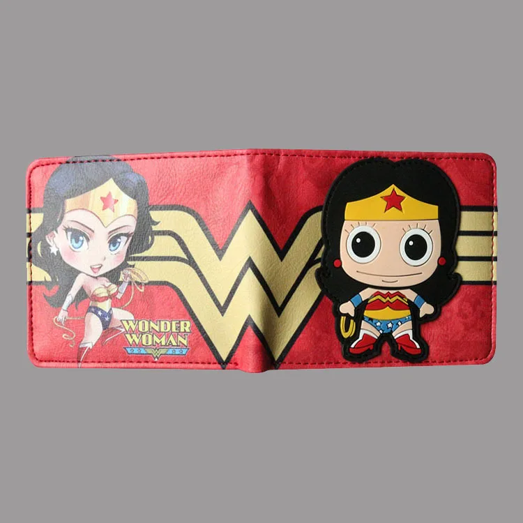 DC Comics Чудо-Женщина Кошелек Для женщин Для мужчин бумажник карты Короткие монета Двойные ID кредитных держатель для карт искусственной кожи красивые короткие кошелек