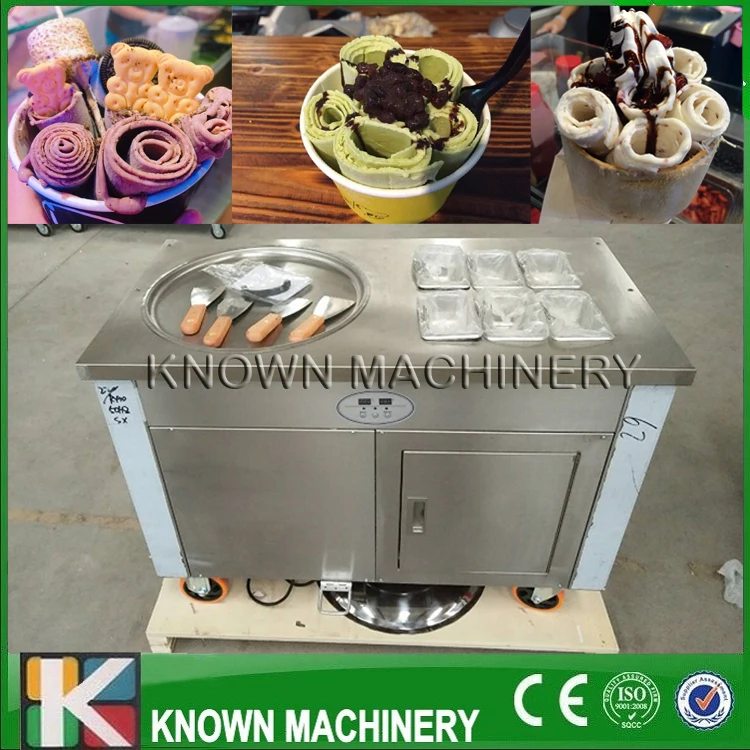 45 Cm Single Round Ice Pan With 6 Topping Tanks Of Fried Cream Roll Machine Refrigerated Cabinet | Бытовая техника