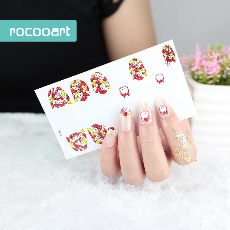 Rocooart Fashional Full Nail Wraps Adhesive Art Sticker 14 Different Patterns Wrap Decals For Women Sexy Lady Manicure Tool | Красота и