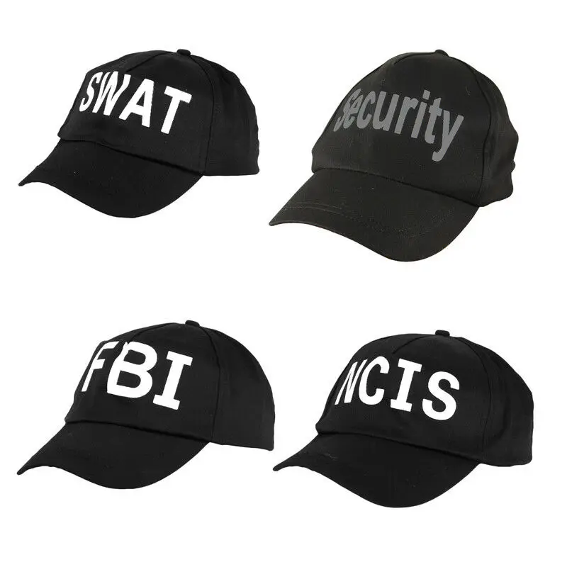 Взрослый размер FBI SWAT NCIS Безопасность белый Принт на черной бейсболке