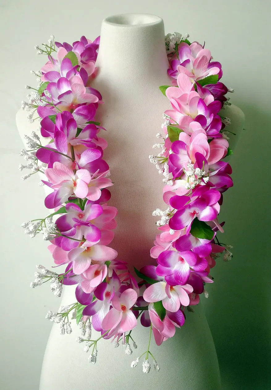Бесплатная доставка 50 шт./лот CH0357A 40 дюймов бархатная одежда Plumeria Lei гавайский