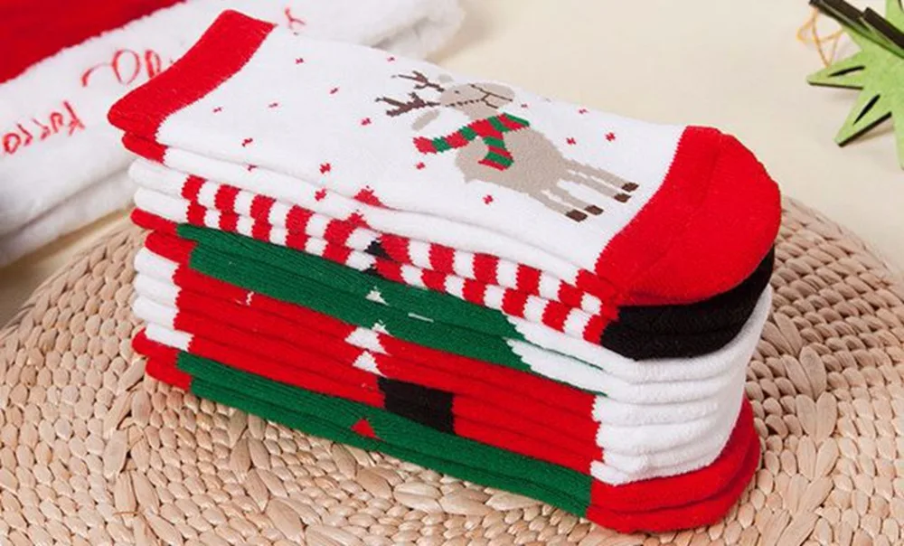 Free Shipping+Wholesale Baby Winter Warm Christmas Soft Cotton Blend Santa Claus Deer Socks Xmas 300pairs/lot | Женская одежда