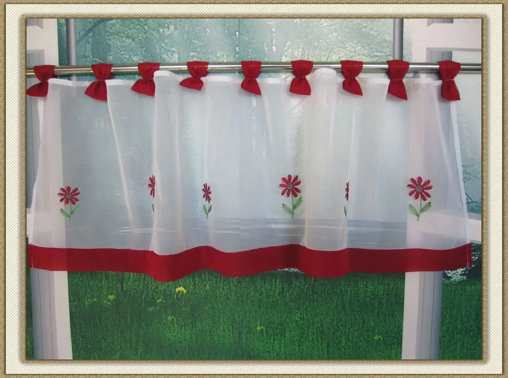 Деревенская вышитая занавеска для оконного шкафа украшения кофе оконная