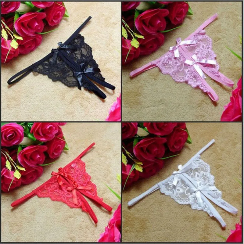 Women's Panties For Sex Thongs Sexy Lingerie Briefs Open Crotch Pants Erotic Transparency Underwear Tanga Bowknot Strappy Women |