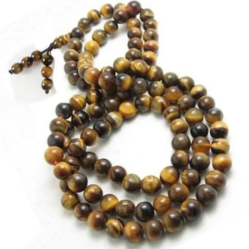 

HOT Tibetan 108 6mm Tiger Eye Yoga Meditation Prayer Beads Mala Necklace