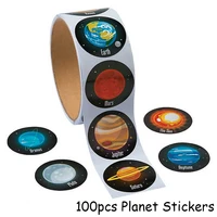 100pcs planet paper stickers outer space birthday party decorations kids astronomy mars earth paper stickers tag party supplies