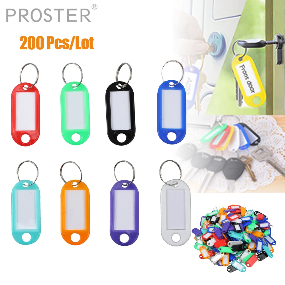 Proster 200 шт пластиковые карты для ключей Ассорти брелоки идентификационные бирки имя карты этикетка случайный цвет красный оранжевый Королевский синий Зажигалка синий