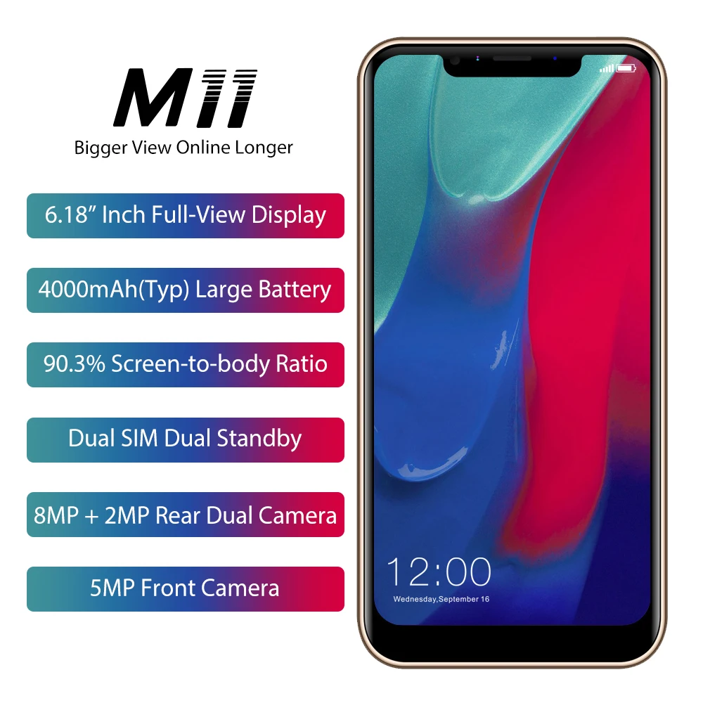 LEAGOO M11 смартфон 6 18 &quot4000 мАч 2 Гб ОЗУ 16 ПЗУ Android 8 1 MT6739 четырехъядерный задний