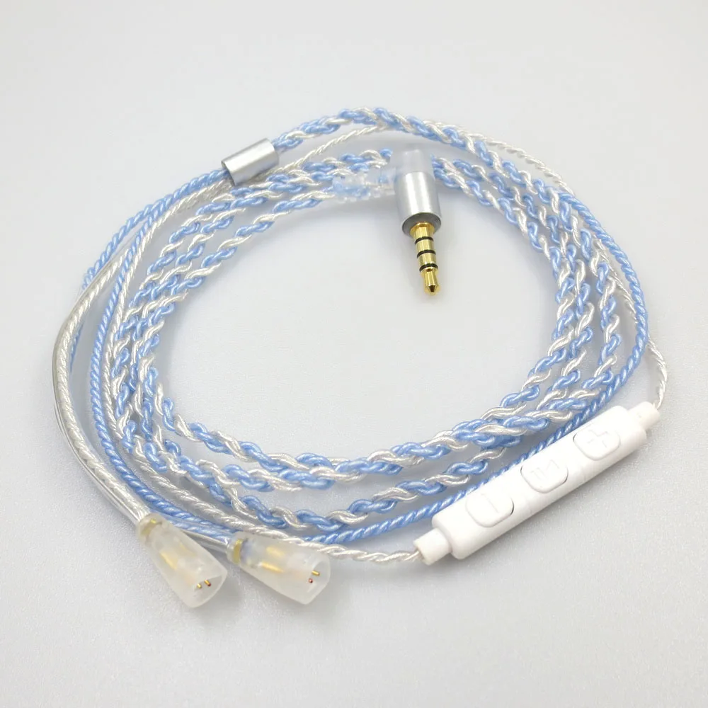

ZSFS Blue/silver mixed Mic Remote Earphone Upgrade Cable IE connector for Sennheiser IE80i IE8i IE80 IE8 ie80s Earphone
