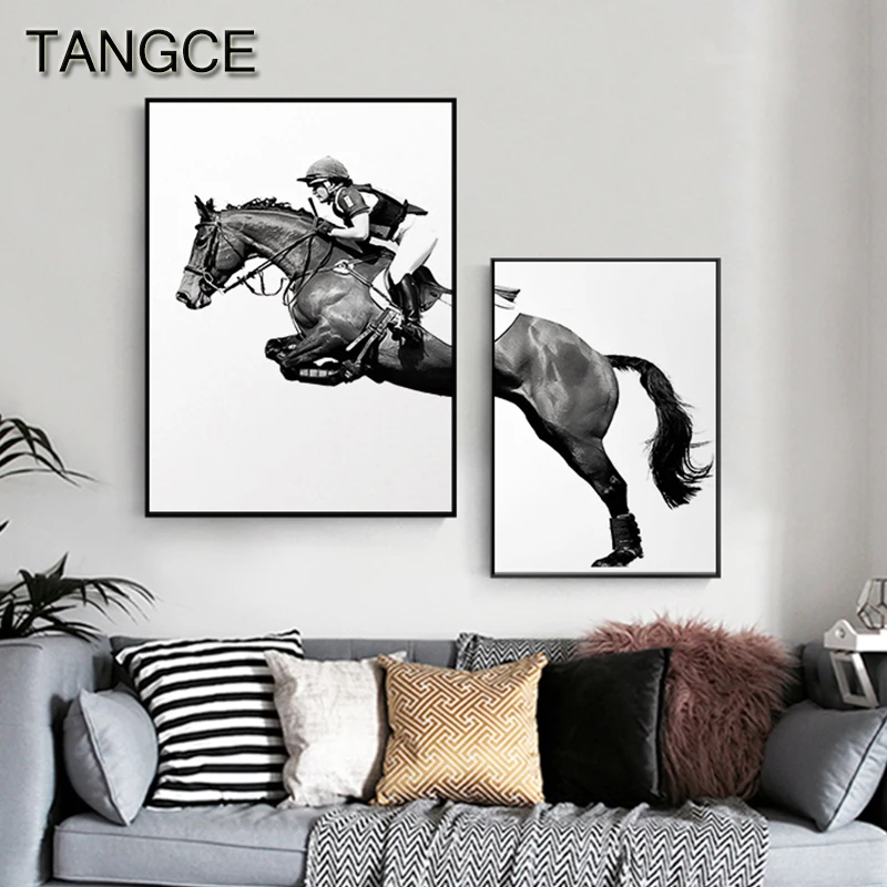 

Horserace Knight Canvas Painting Norcdic Poster and Print Horse Picture Fashion Tableau Decoration for Living Room Murale Salon