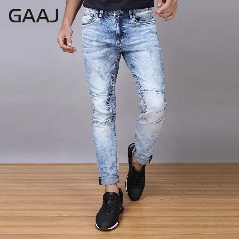 Новинка 2019 мужские джинсы высокого качества брендовые Выбеленные прямые