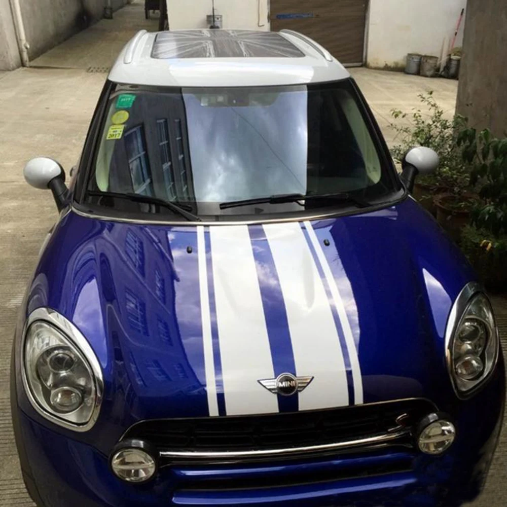 Автомобильный стиль, наклейка на голову, капот, наклейки в полоску для MINI Cooper S One, земляк, Clubman R55 R56 R60 R61 F54 F55 F56 F60, аксессуары