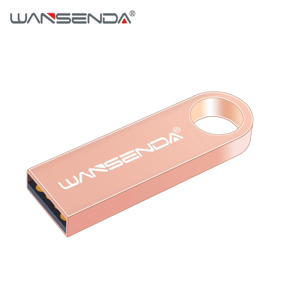 Rose gold WANSENDA металлическая USB флеш-накопитель мини-накопитель 4 ГБ 8 ГБ 16 ГБ 326 ГБ 4 ГБ Флешка Водонепроницаемая ручка USB флэш-накопитель настраиваемый логотип - Цвет: Rose gold