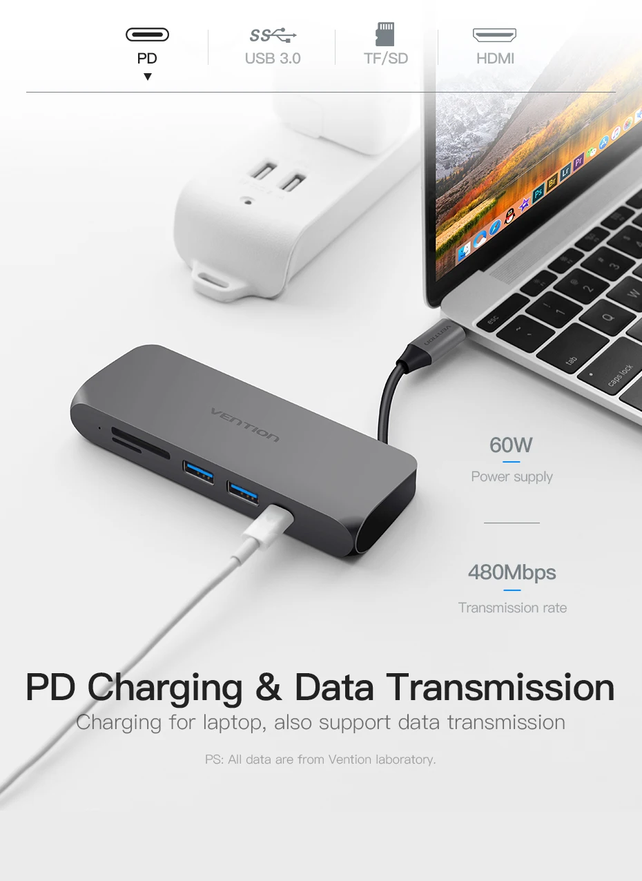 Vention USB C концентратор type-C концентратор HDMI с PD TF/SD слот док-станция для MacBook samsung Galaxy S9/Note 9 huawei P20 USB-C концентратор