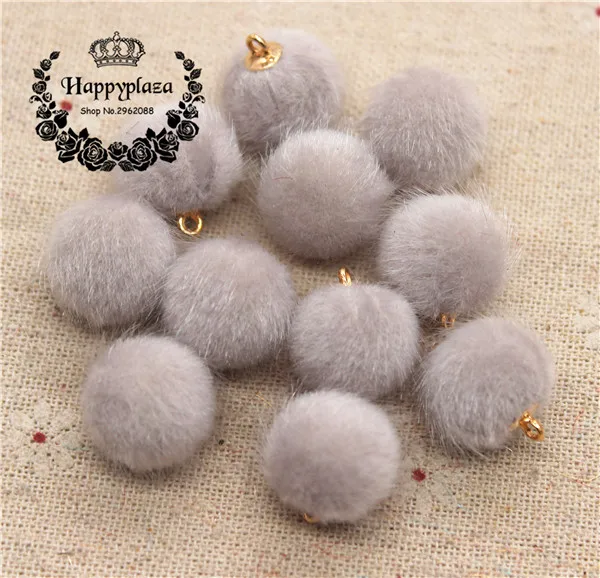 light grey 16 мм имитация норки мех покрытый бусины для изготовления ювелирных изделий кулон шар DIY материал серьги фурнитура серьги ручной работы аксессуары - Цвет: light grey