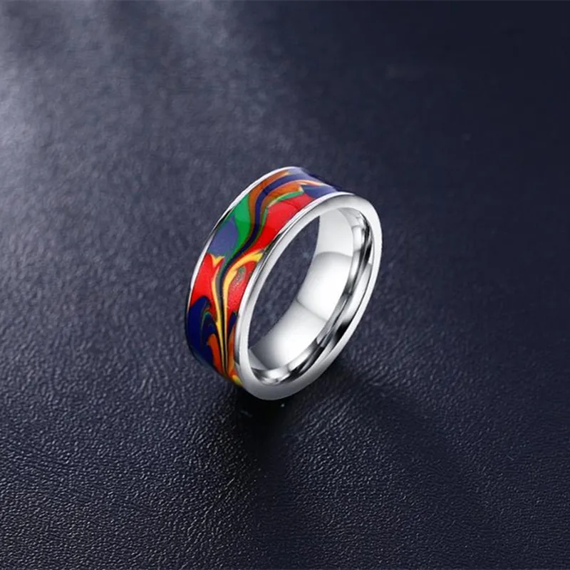 Абстрактная картина маслом кольцо 7 мм из нержавеющей стали эпоксидные мужские