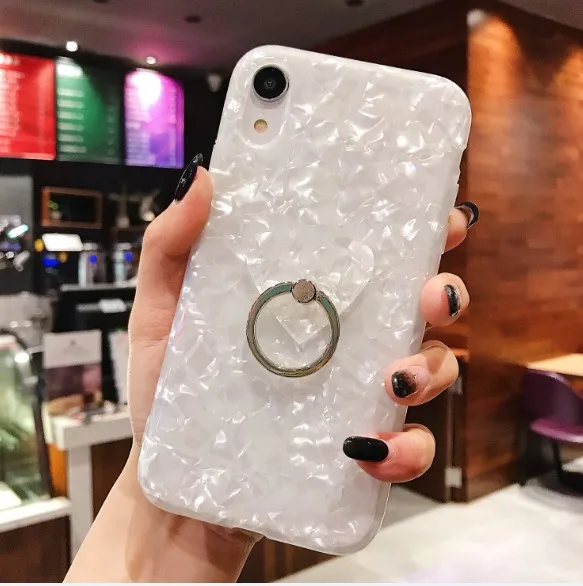 Роскошные в виде ракушки мрамор цепи чехол для huawei P30 pro P20 P20lite P10 mate20 pro honor 20 20i 10 9 lite nova 5 pro 4 3 3i - Цвет: With bracket 3