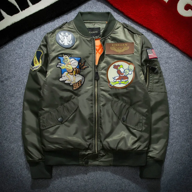 Мужская куртка из лоскутков на молнии Сезон весна осень Модная уличная Air Force