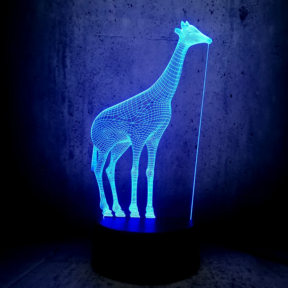 Африканский животный Жираф 3D USB светодиодный светильник 7 цветов меняющий