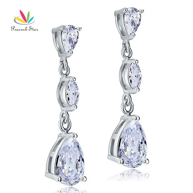 Павлин звезды Свадебные 4 карат груша с болтающимися частями стерлингового