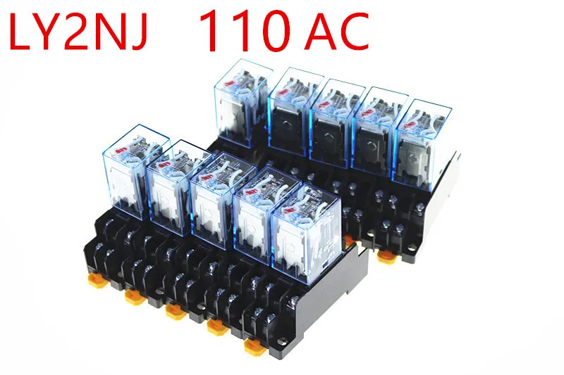 

10PCS Relay LY2NJ 110V AC Small relay 10A 8PIN Coil DPDT With Socket Base