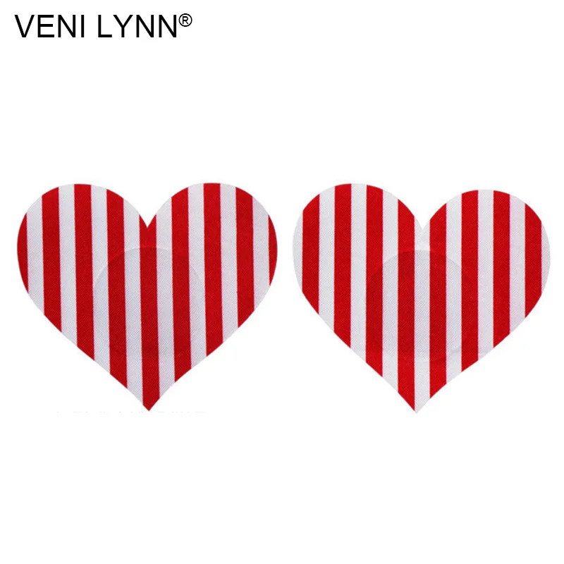VENI LYNN 10 пар красно белые полоски одноразовые накладки на грудь наклейки звезды