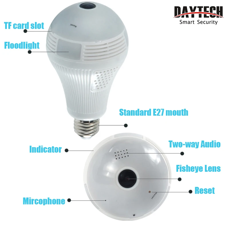 Daytech HD 2MP 1080 P/960 P CCTV Wifi камера Видео Аудио крытое ночное видение панорамный широкий