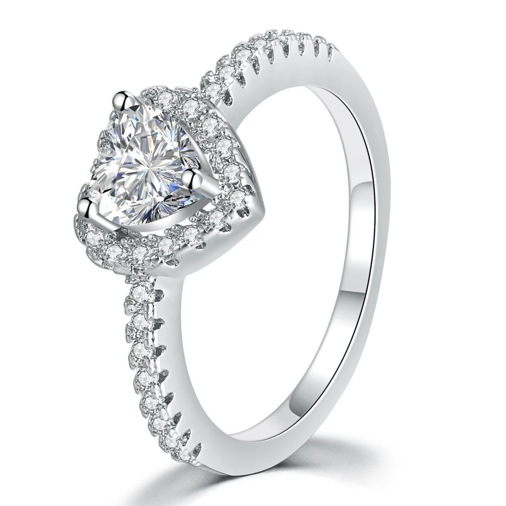 Новые модные кольца для женщин покрытые белым золотом кубическим цирконием