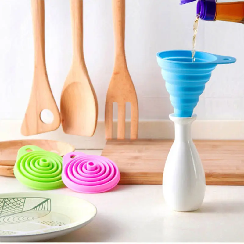 1 шт. милая Воронка карамельного цвета бытовая телескопическая силиконовая мини