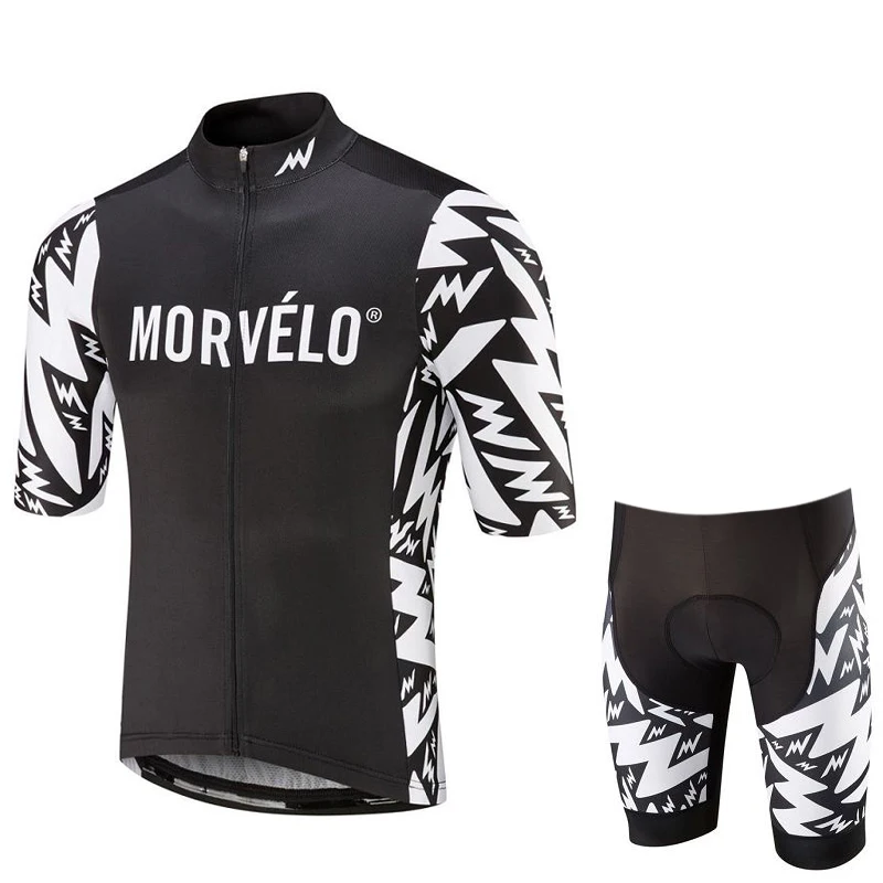 Pic color Morvelo одежда для велоспорта Мужской комплект костюм летняя велосипедная Одежда дышащая анти-УФ велосипедная одежда короткий рукав Велоспорт Джерси Наборы - Цвет: Pic color