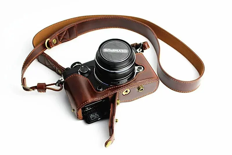 Black/Brown/Coffe Digital Camera Leather Case Cover for Olympus PEN-F Penf Charging | Электроника