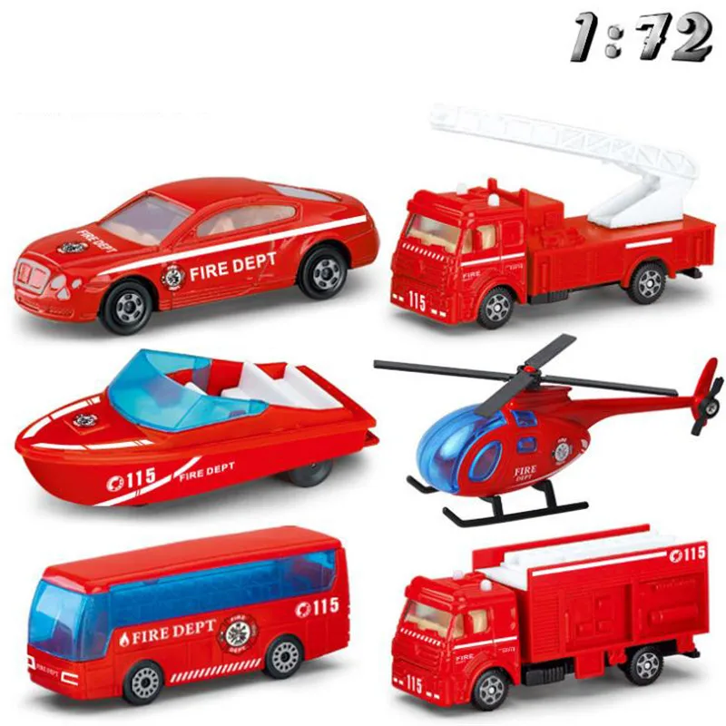 1:72 пожарная машина игрушка грузовик мини лестница водный спрей автомобиль
