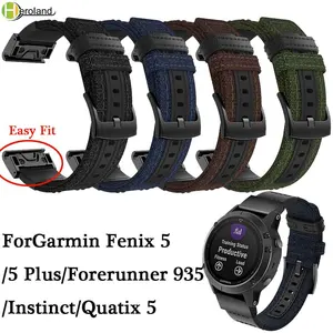 Ремешок для умных часов Garmin Fenix 55 PlusForerunner 935InstinctQuatix 5, нейлон + кожа