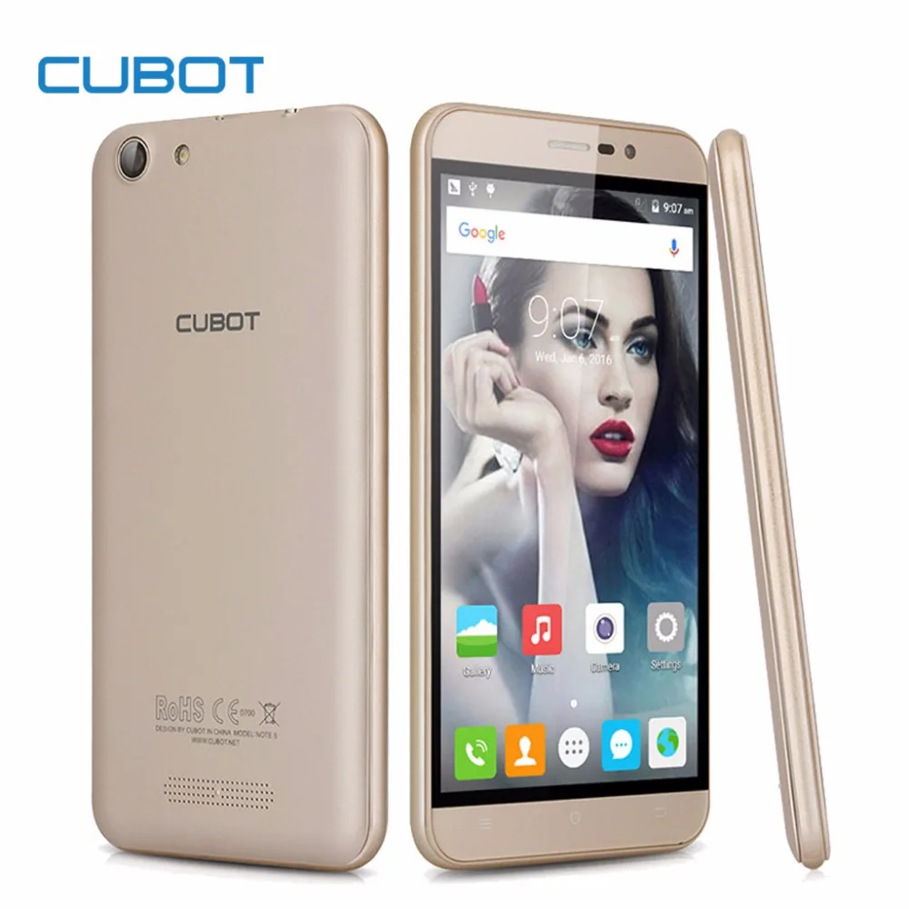Оригинал CUBOT ПРИМЕЧАНИЕ S 5.5 Дюймов MT6580 Quad Core Android 6.0 мобильный Телефон Dual SIM WCDMA