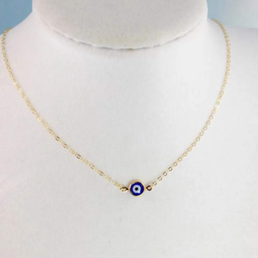gold Простой турецкий голубой глаз кулон ожерелье для женщин Bijoux Макси эффектное ожерелье s Collier модные ювелирные изделия - Окраска металла: gold