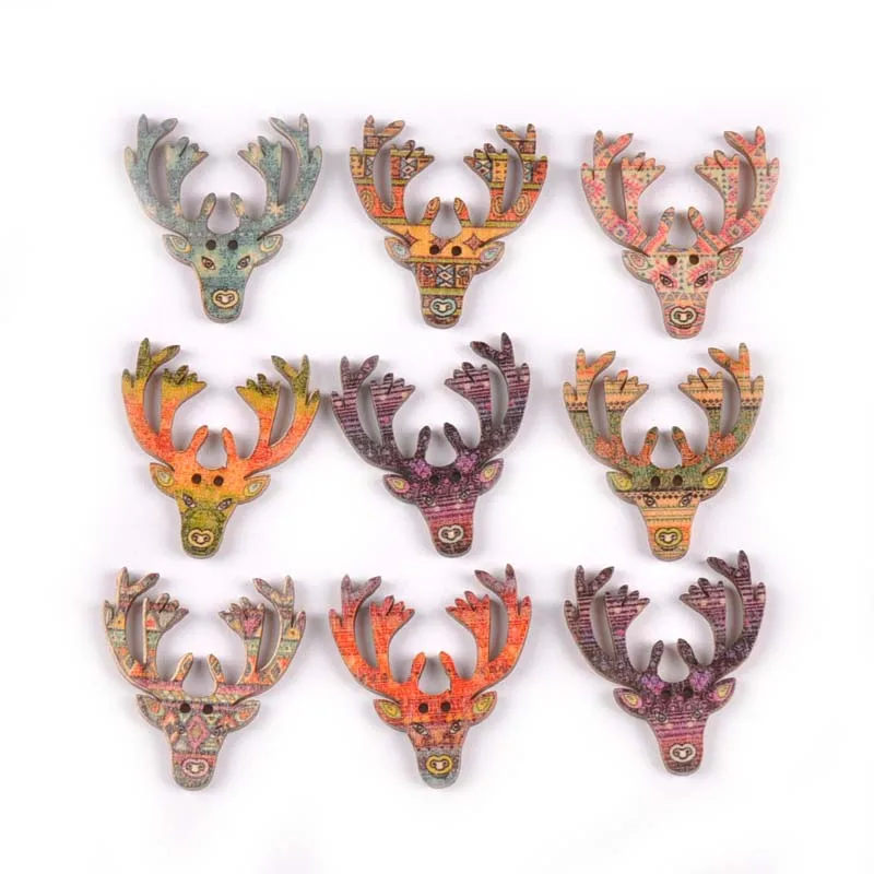 25 шт. 30x38 мм смешанный Рождественский олень деревянная искусственная одежда