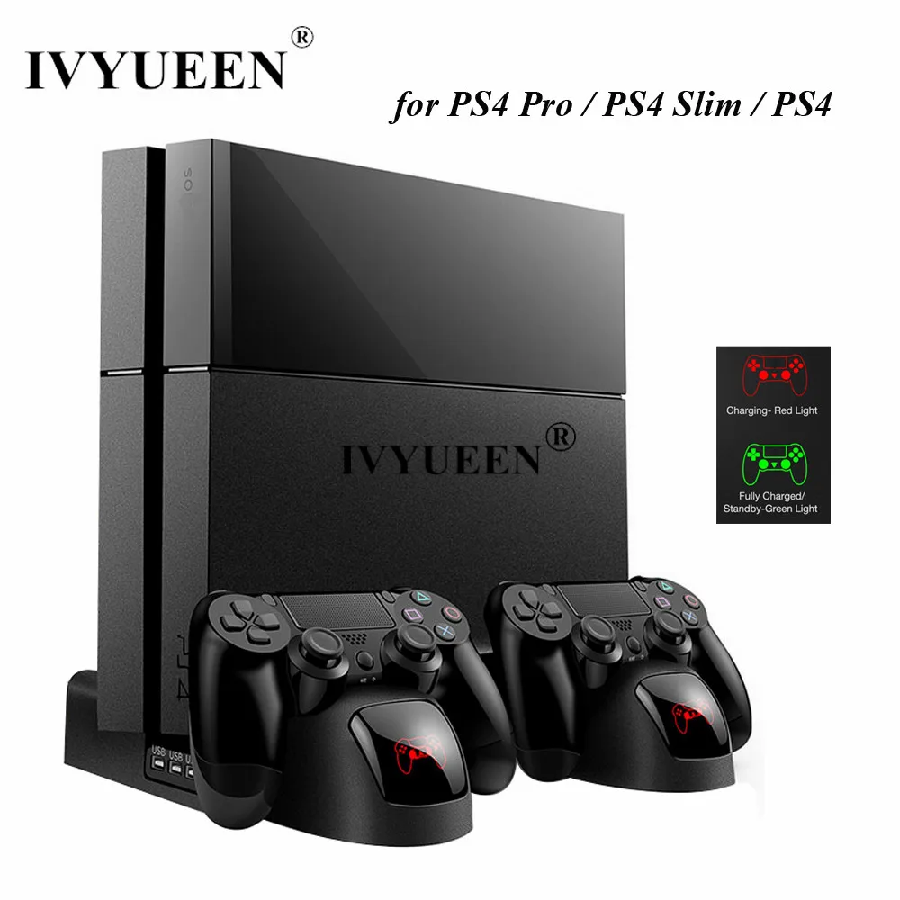 Ivyueen вертикальная подставка для sony Игровые приставки 4 PS4 Pro консоли с охлаждающим вентилятором регулятор Charge и индикатор зарядки