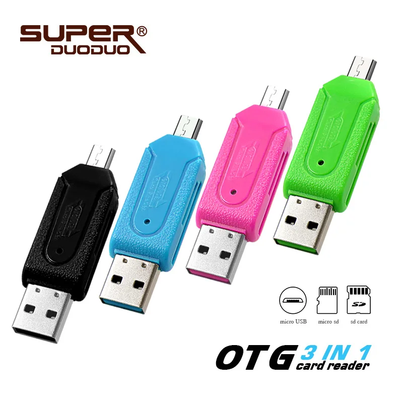 OTG 3 в 1 считыватель карт памяти для ПК/micro usb флэш-накопитель/micro sd карта/sd высокоскоростная карта otg кардридер