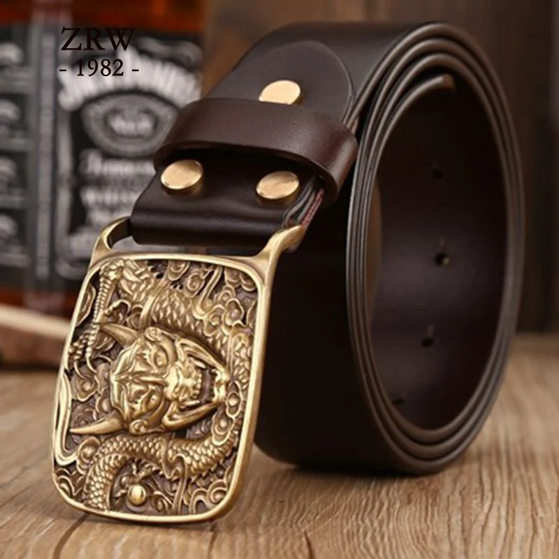 Мужской ремешок из натуральной кожи с драконом в стиле ретро|genuine leather belt|leather beltbelt