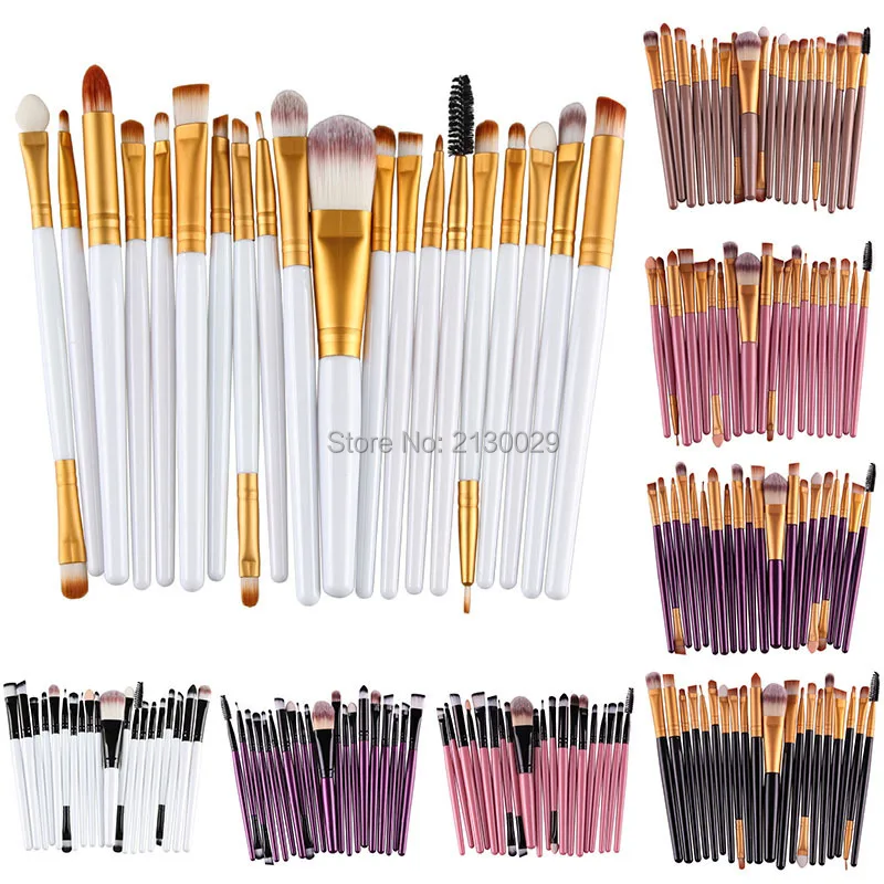 

Professional 20pcs/set Makeup BrushesPowder Blush Foundation Eyeshadow Eyeliner Lip Gold Cosmetic Brush Kit Beauty Tools 100sets