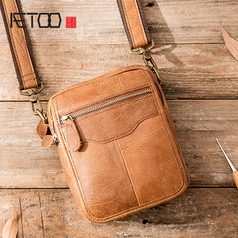 Сумка мессенджер AETOO Мужская Наплечная мужские сумки из натуральной кожи