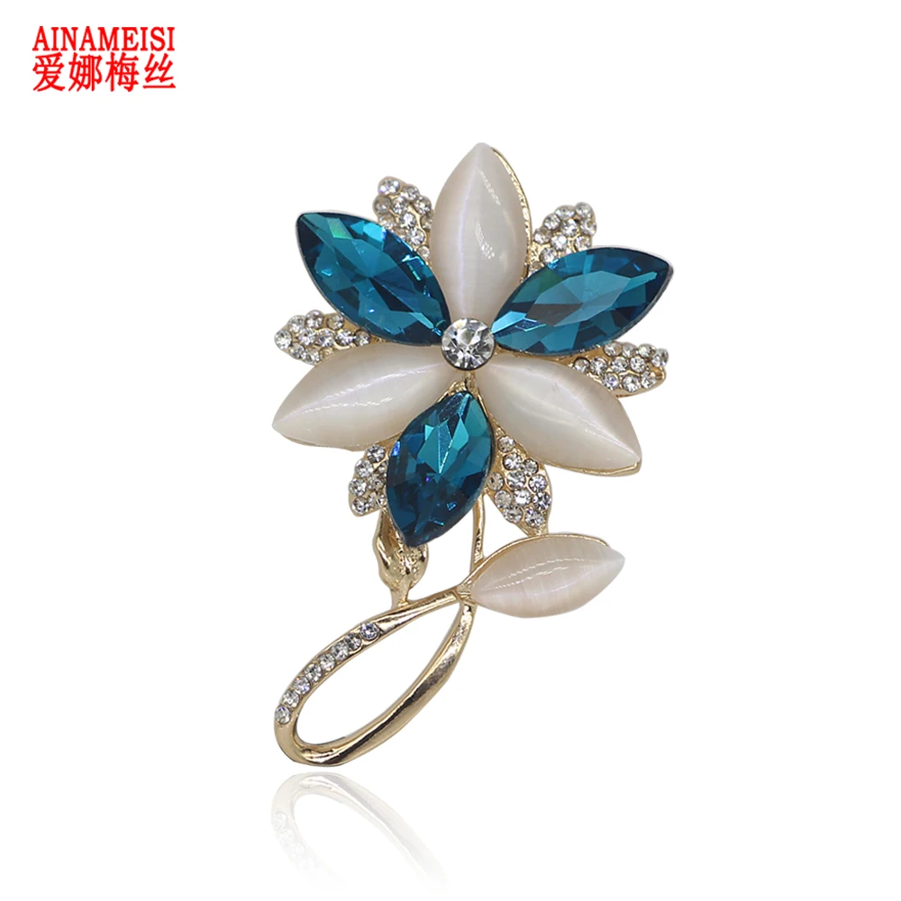 AINAMEISI броши в форме цветка с кристаллами для женщин простой дизайн модные