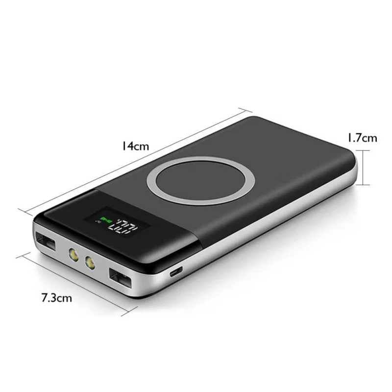 20000 мАч телефон внешний аккумулятор Qi беспроводной 2USB светодиодный CLD Портативный быстрое зарядное устройство Внешний аккумулятор для ios Android