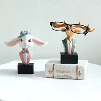 1pc resin animal statue rabbit eyeglasses stand reindeer design sunglasses holder figurine home decoration ornament